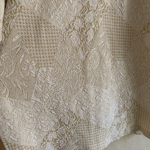 Vintage Cream & Metallic Gold Jacquard Patchwork Baroque Floral Textured Sweater - Picture 4 of 6